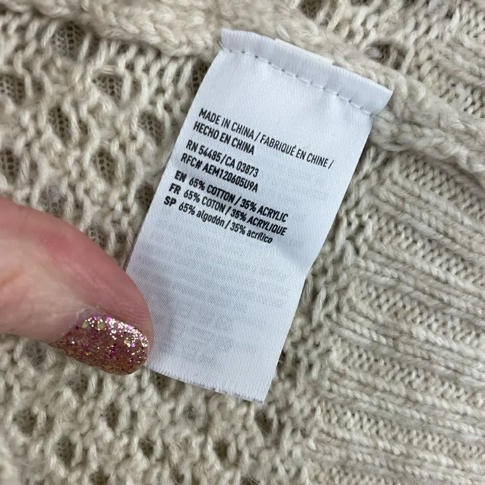 Pre-Owed American Eagle Knit Cream Cardigan Sweater Size S